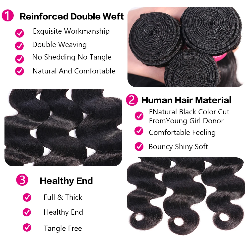 Doczepy typu Body Wave włosy tkania Remy 10A 1/3/4 oferty pakietowe splot podwójne pasma wyplata 28 30 cali faliste Branzilian wiązki włosów