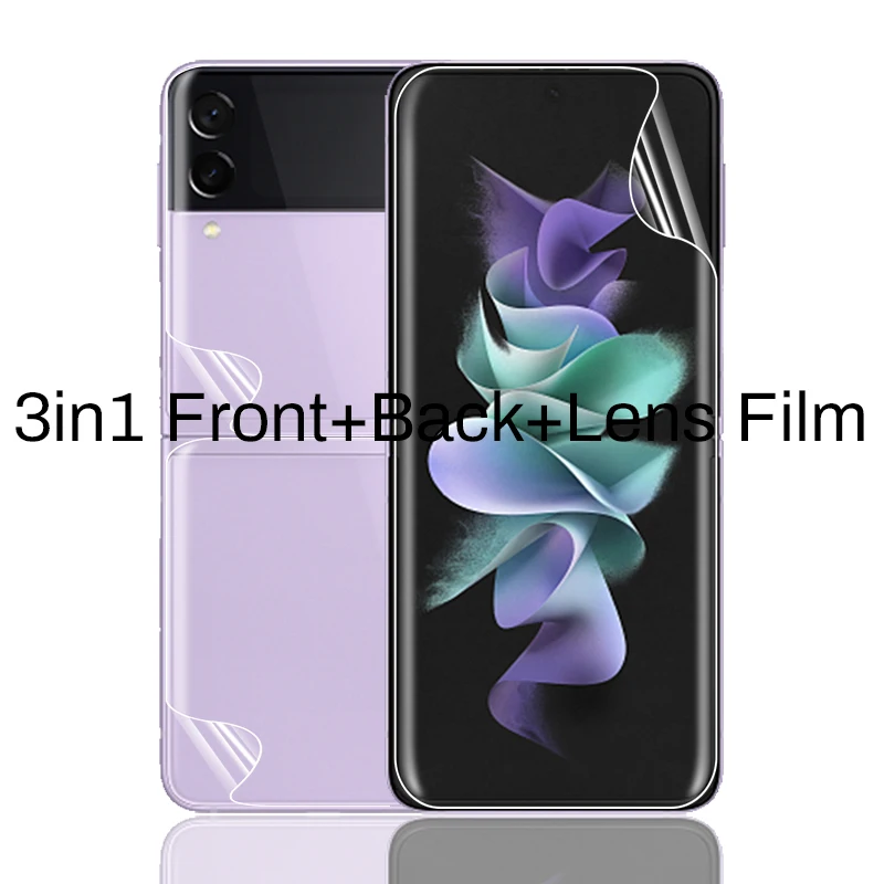 For Samsung Galaxy Z Flip3 ZFlip3 Hydrogel Film Camera Lens Front Back Protective For Z Flip3 ZFlip 3 Screen Protector Not Glass