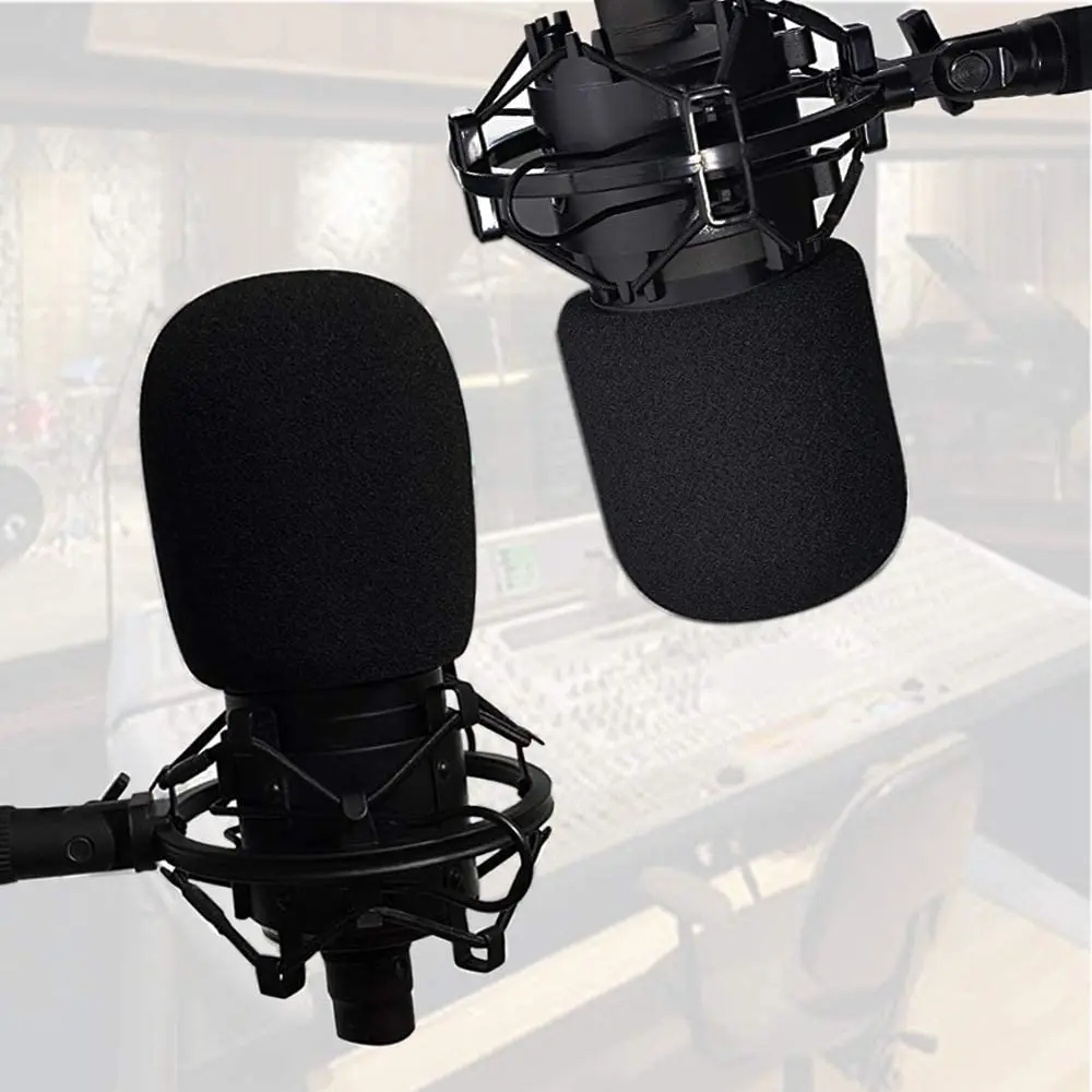 Mic Large Foam Cover Microphone Windscreen with Shock Mount for AT2020,MXL,Condenser Microphone,Mic Anti-Vibration Suspension Sh