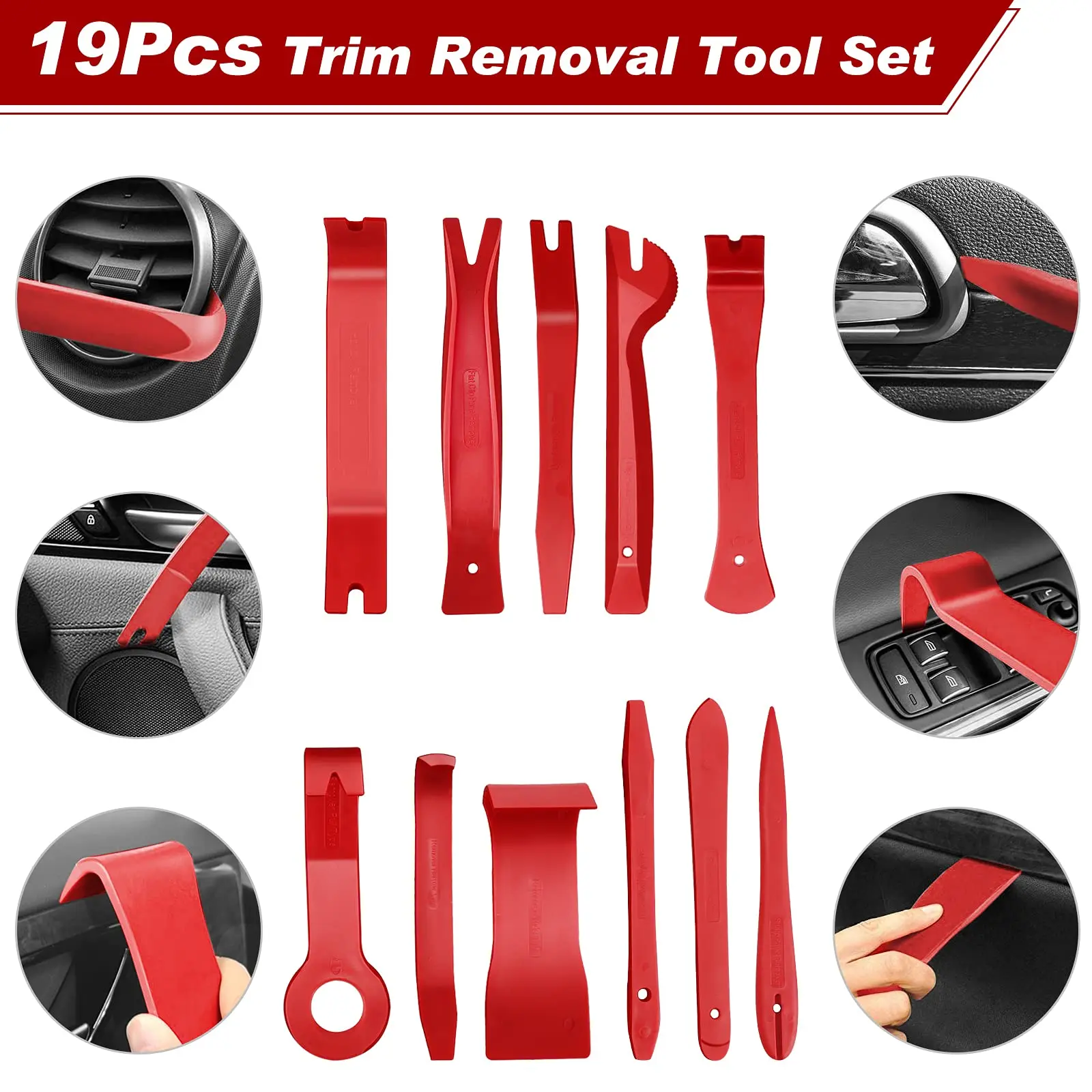 Trim Removal Tool Set & Clip Plier Upholstery Remover Nylon Car Panel Removal Set with Portable Storage Bag Door Window Tools