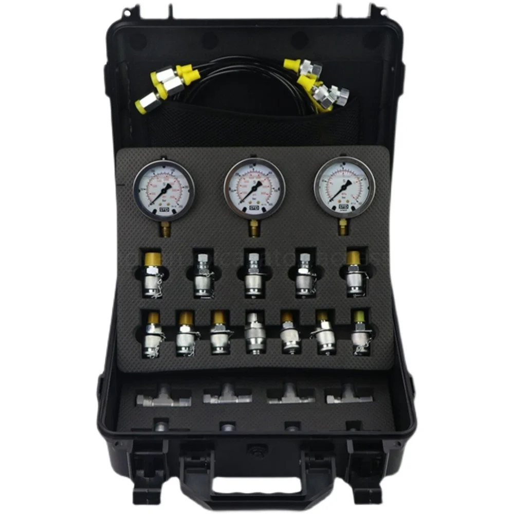 For Professional Hydraulic Measuring Toolbox Hydraulic Presses Machinery 1 Set Excavator Hydraulic Pressure Gauge Test Kit