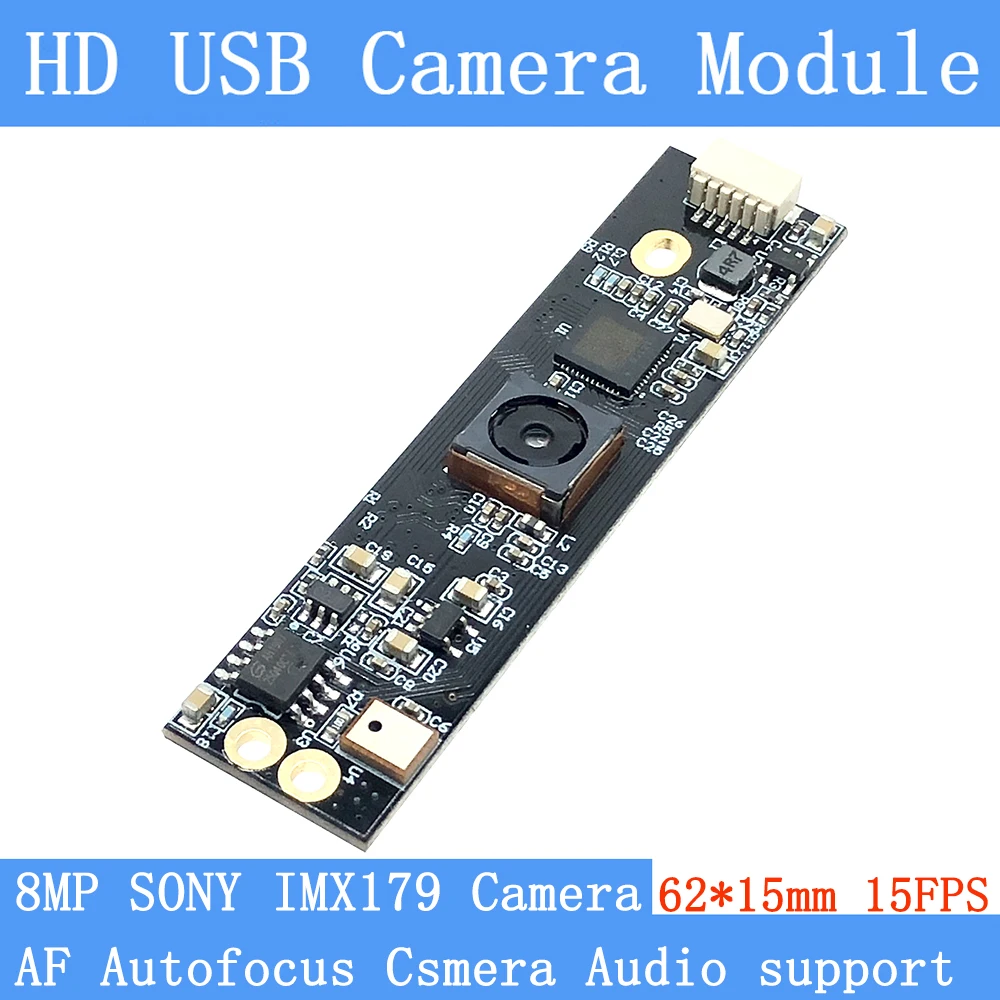 USB2.0 Mini CCTV Camera 8million Pixel HD SONY IMX179 Industry 3264x2448 15fps AF Autofocus Camera Module Support Audio