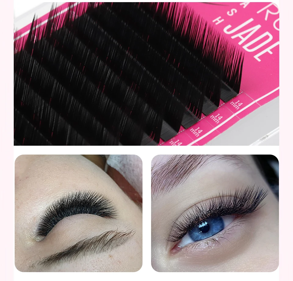 L +/LU(M) locken Falschen Wimpern Extensions Faux Nerz Lash Einzelnen Wimpern Matte Schwarz 8-15mm Gemischt Weiche N/L form Make-Up Wimpern – Detail 11