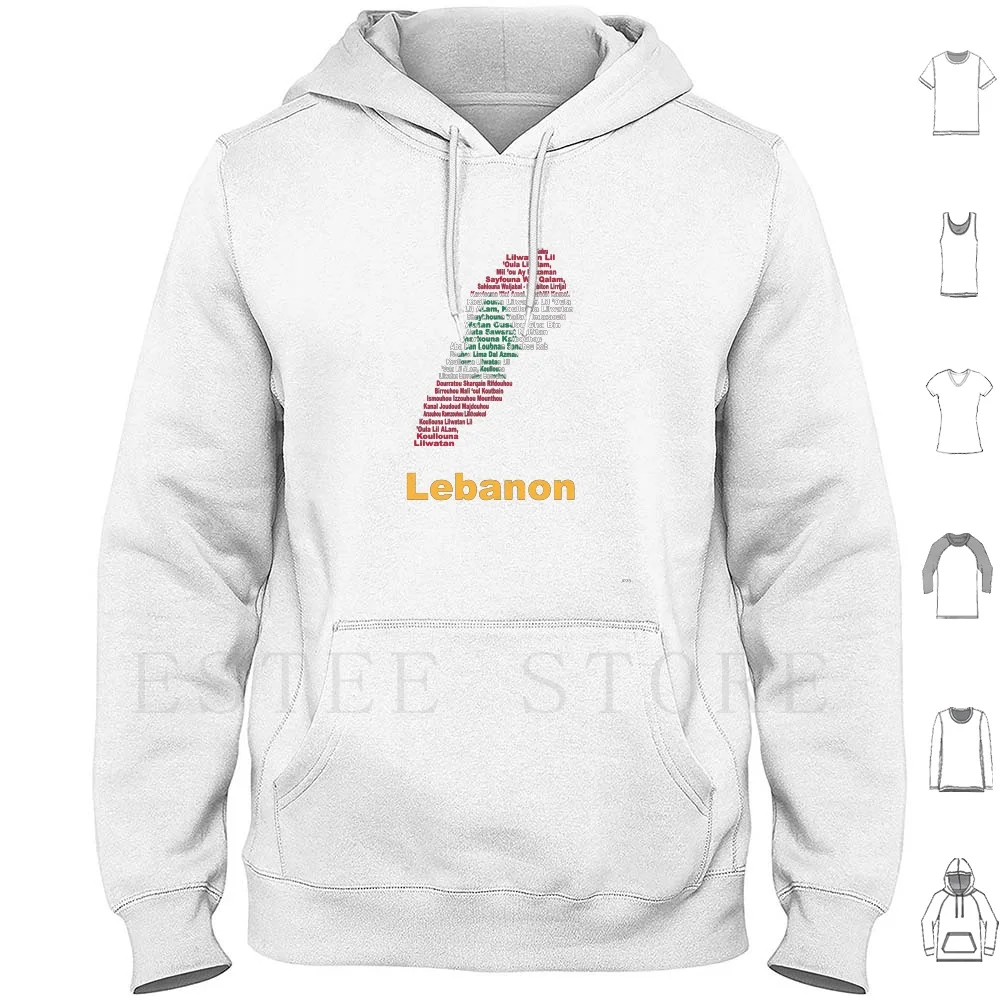 ( Anthem Map Flag = ) Lebanon Hoodie Long Sleeve Lebanon Mtein Hazmiyeh Rachana Trípoli Beirute Backtowork Backtoschool