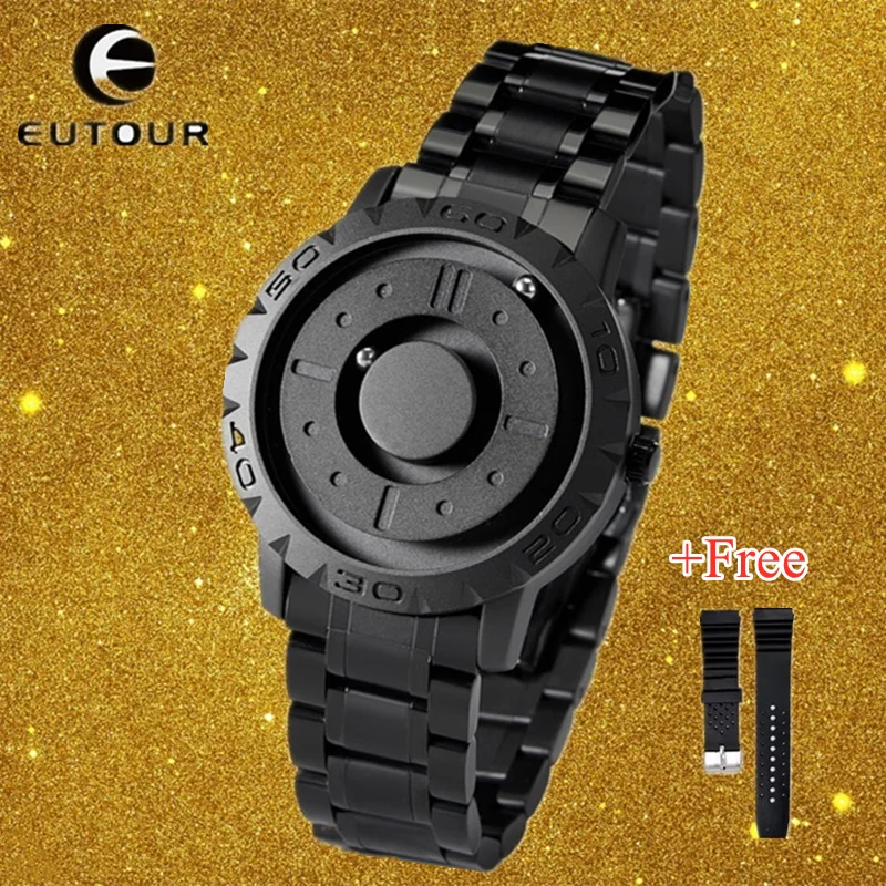 EUTOUR-Reloj de pulsera de cuarzo para hombre, cronógrafo con esfera magnética, marca de lujo, resistente al agua