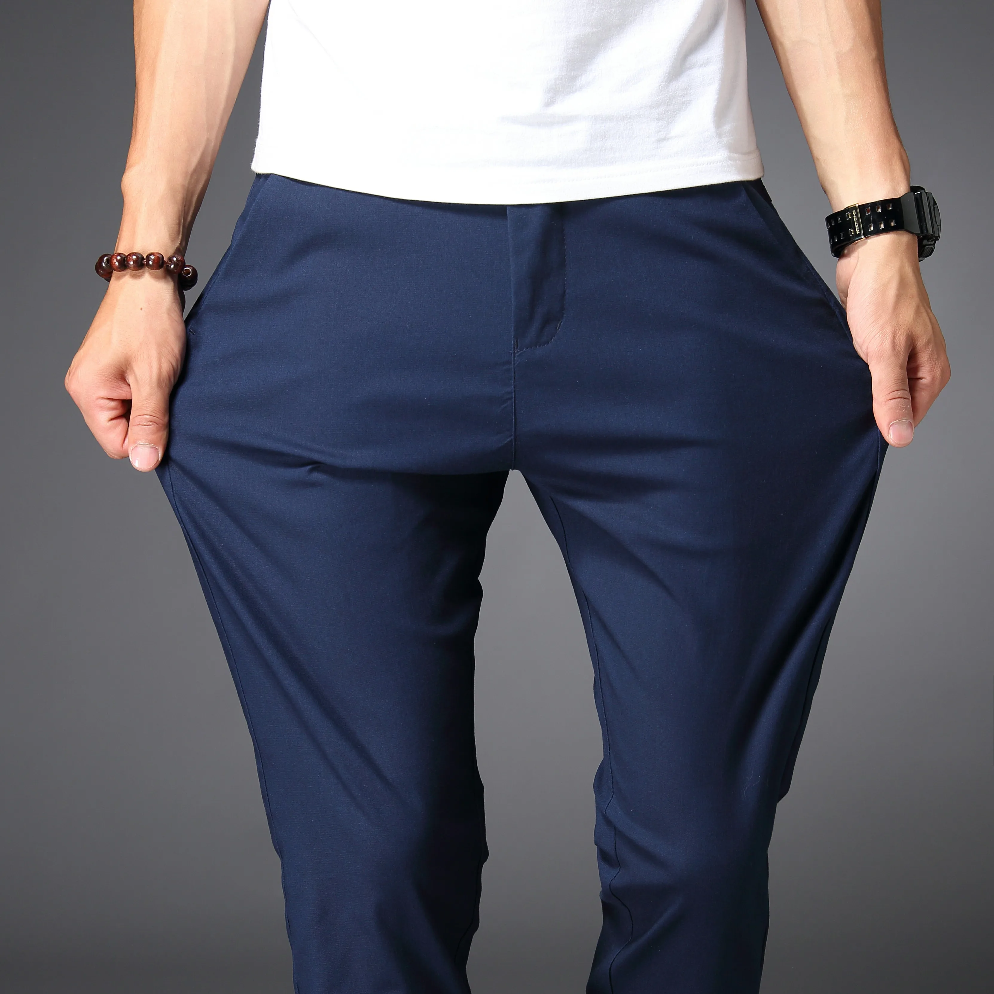 New Arrival Style Men Boutique Leisure Pants High Quality Solid Cotton Men's Fashion Casual Ankle-lenght Pants Size 28-36