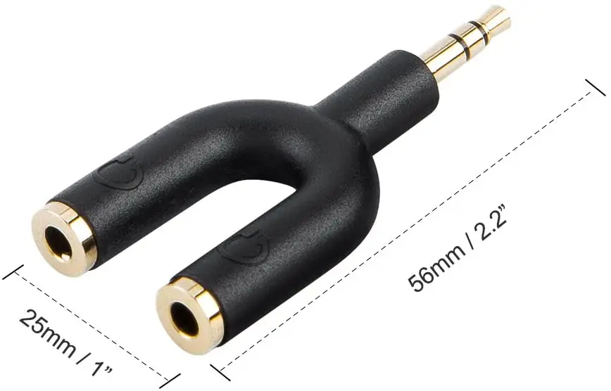 Headset Splitter Adapter,  3.5mm 4 Pole Male to 2 x 3 Pole Female Headphone Y Splitter for Audio Stereo Headphone and MIC