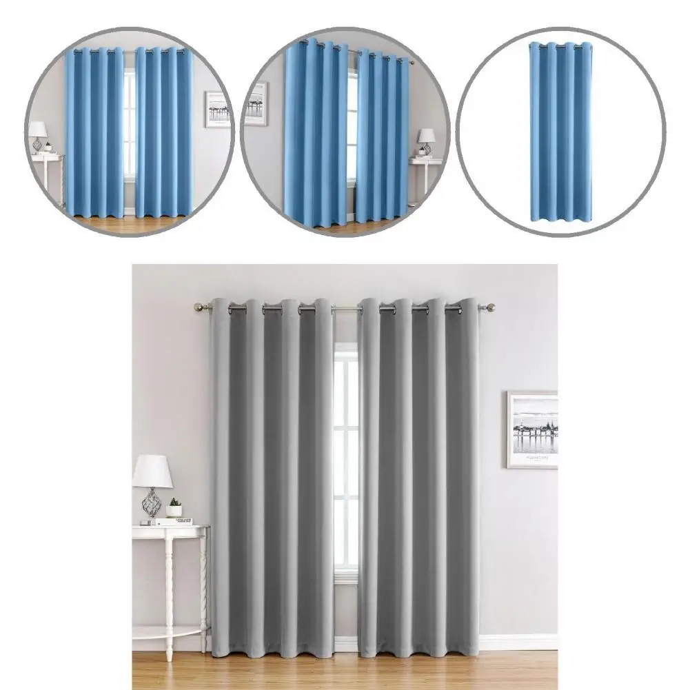 Perforated Curtain Anti-Fade Wrinkle-Free Curtain Drapes Reusable Hanging Window Curtain for Hotel Curtain Drapes