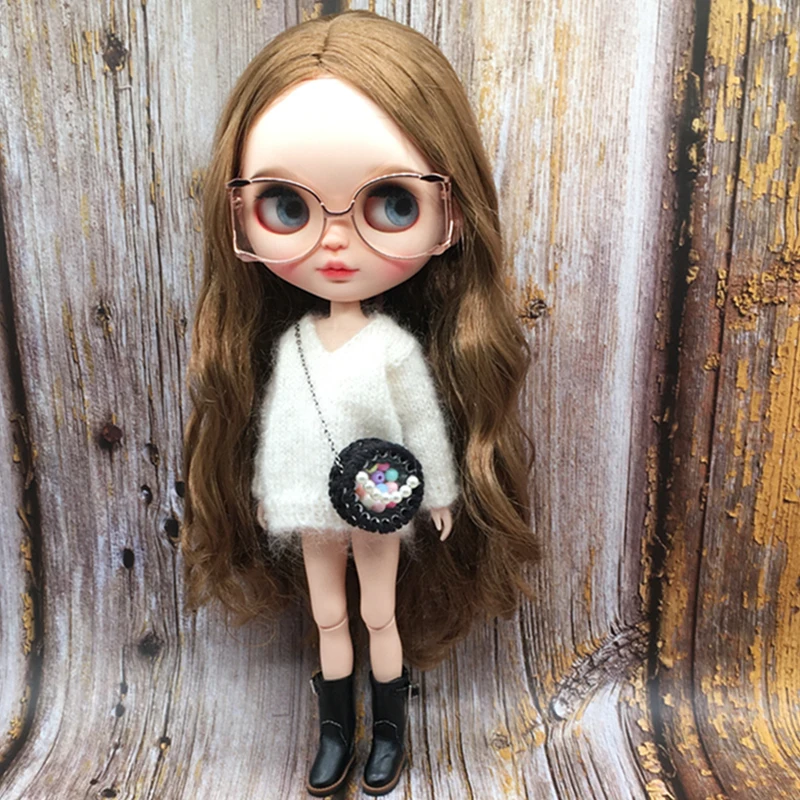 1Pcs Blythe Handmade Clothes Fashion Long Sleeve Sweater White Color Suitable for Blyth Barbie Azone Licca 1/6 Dolls Accessories