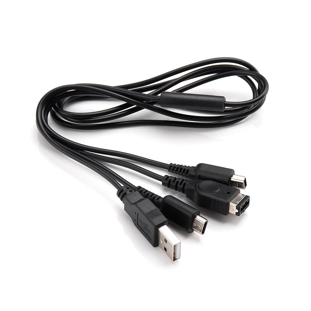 

100pcs Black 3 in 1 USB charger cable for NDSI NDSL for GBA SP console 1.2M wire