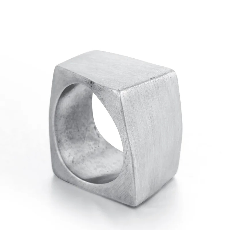 New Retro Simple Square Bullet Stainless Steel Mens Rings Vintage Rustic for Male Boyfriend Biker Jewelry Creativity Wholesale