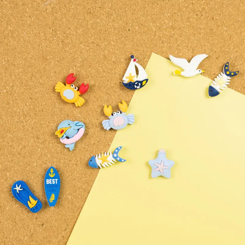 

10pcs ocean Map Tacks Marine life Push Pins Acrylic Head with Steel Point, Cork Board Safety Colored Thumbtack Office School
