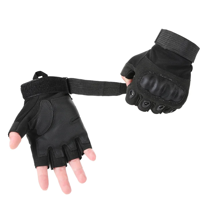 Lightweight Carbon Fiber Tactical Gloves Riding Fitness Cycling Half Finger Motorcycle Hard Knuckle Fingerless Fitness Gloves