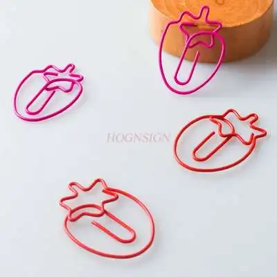 6pcs Strawberry Paper Clip Paper Clip Paper Clip Bookmark Book Cute Pin Shape