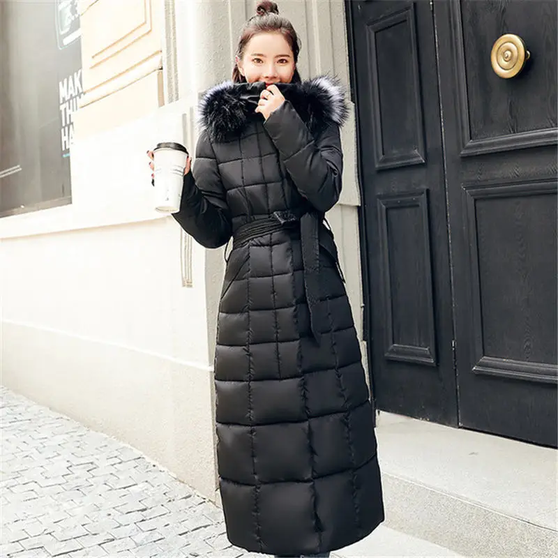 2023 New Winter Cotton Coats Womens Clothing Autumn Winter Jackets Casual Large Size Fur Collar Hooded Long Parkas Overcoat N932