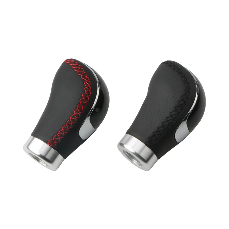 

Universal 5 Speed Car New Leather Red Stitch Knob Manual Shifter Car Gear Shift Knob Lever