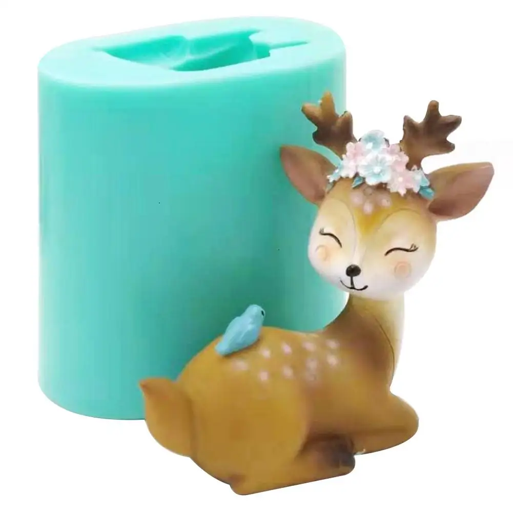 3d Sleeping Deer Silicone Mold Diy Soap Gypsum Resin Mold Chocolate Fondant Cake Decoration Tools Decorations Molds Tool