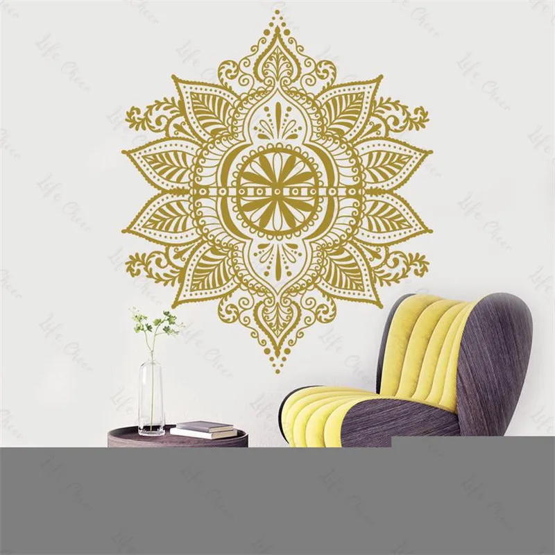 Large Meditation Yoga Art Bohemian Style Removable Decorative Mandala Wall Art Sticker Vinyl Decal Home Decoration Wall Sticker