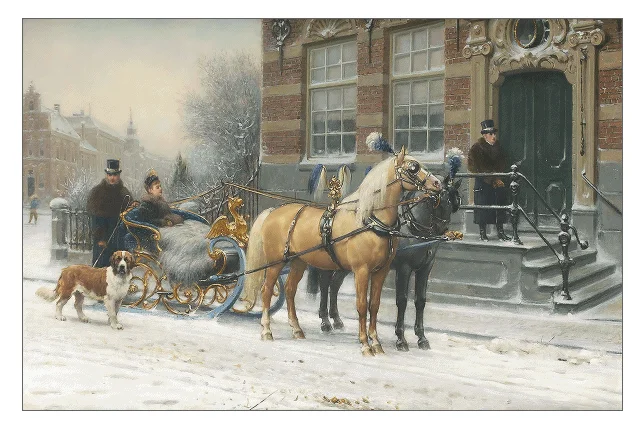 

The Royal Sleigh Ride Snowy Carriage Clear Picture Top Quality Cross Stitch Kits 14CT Unprinted Embroidered Handmade Art