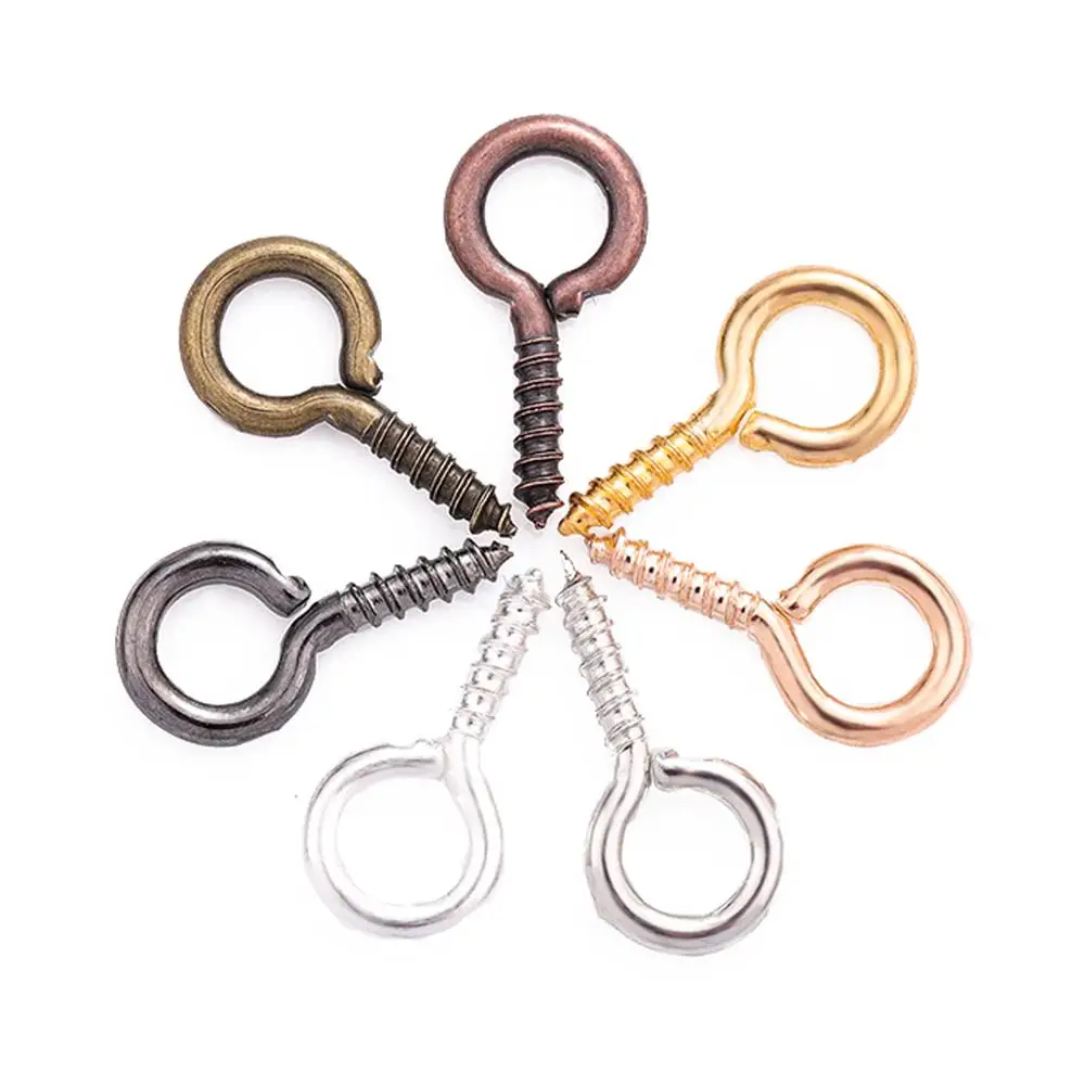 200Pcs Mix Color 4 5 6.5mm Tiny Mini Eye Pins Hooks Eyelets Screw Threaded Gold Clasps Hooks Jewelry Findings For Making DIY