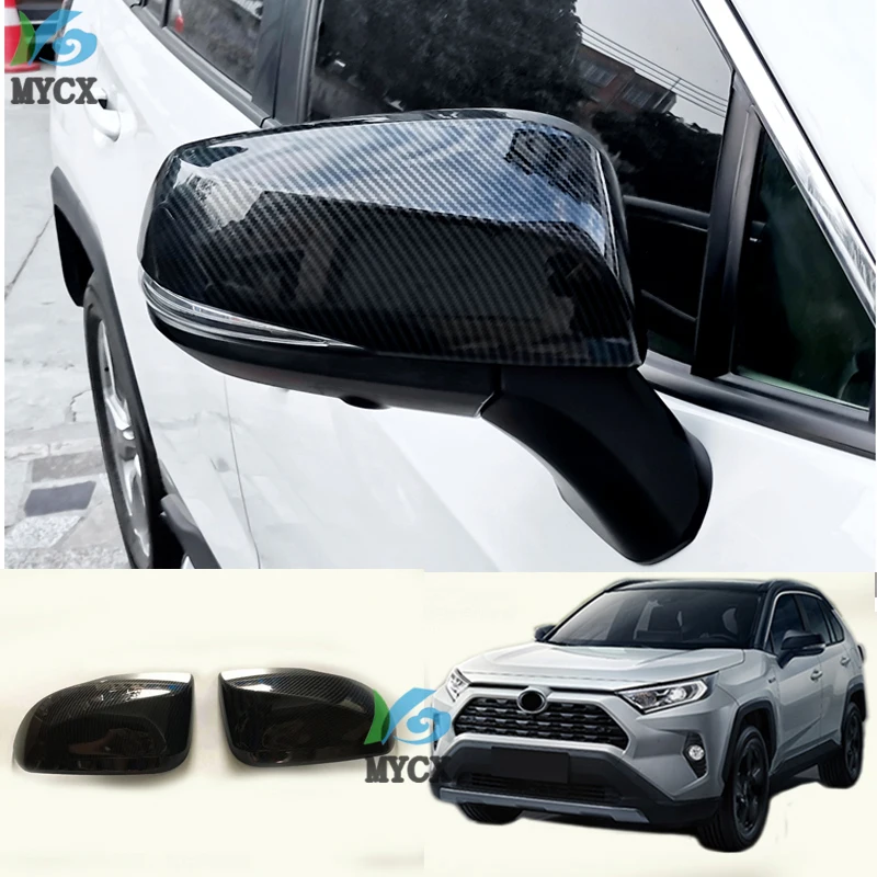 

For Toyota RAV4 RAV 4 2019-2020 Car Side Door Wing Rear View Mirror Cap Cover Trim Exterior Accessories ABS Carbon Fiber