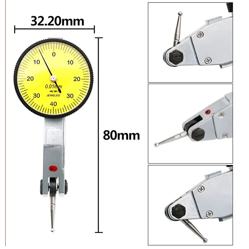 0-0.8mm 0.01mm Level Gauge Scale Precision Metric Dovetail Rails Dial Test Indicator Magnetic Correction Gauge Stand