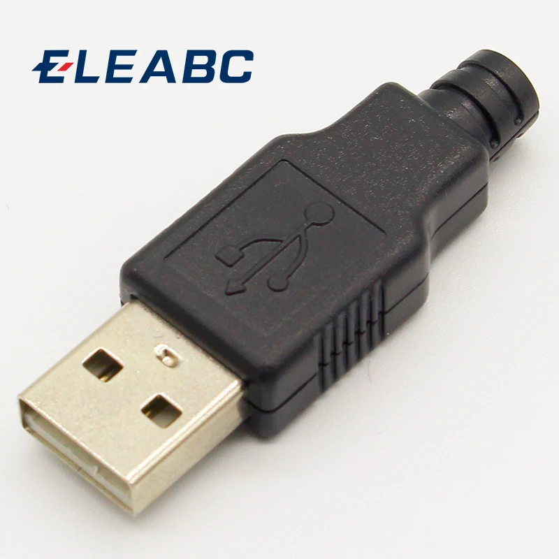 IMC-conector de enchufe USB tipo A macho de 4 pines con cubierta de plástico negro, 10 unidades, novedad