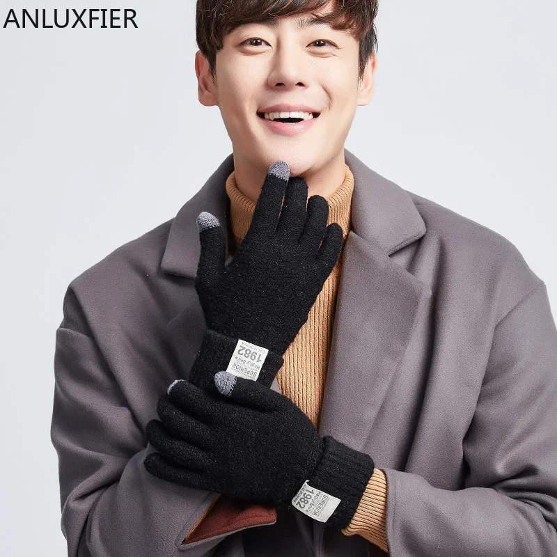 H10053 Men Knitted Gloves Touch Screen Korean Warm Mittens Male Driving Riding Windproof Autumn Winter High Quality Hand Muff image 2