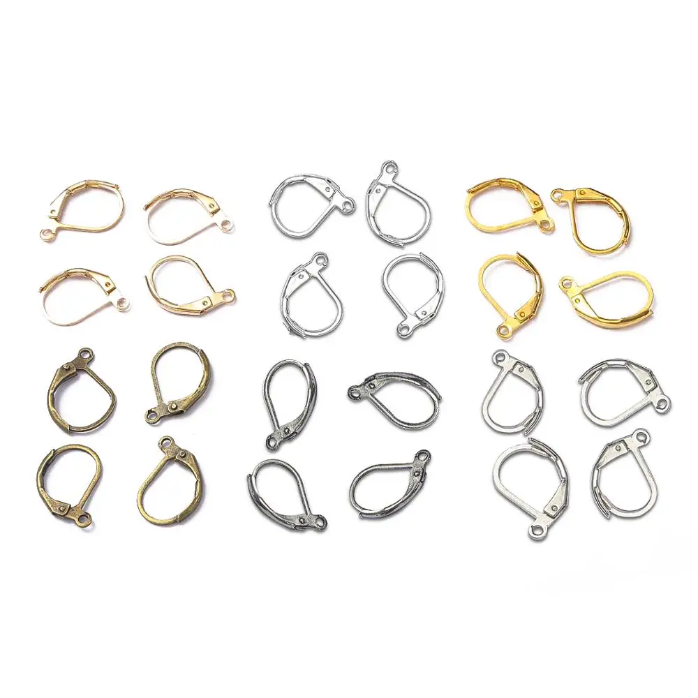 10 stks 10x16mm Goud Zilver Franse Hendel Oorbel Haken Draad Instellingen Base Hoops voor DIY Sieraden Maken groothandel