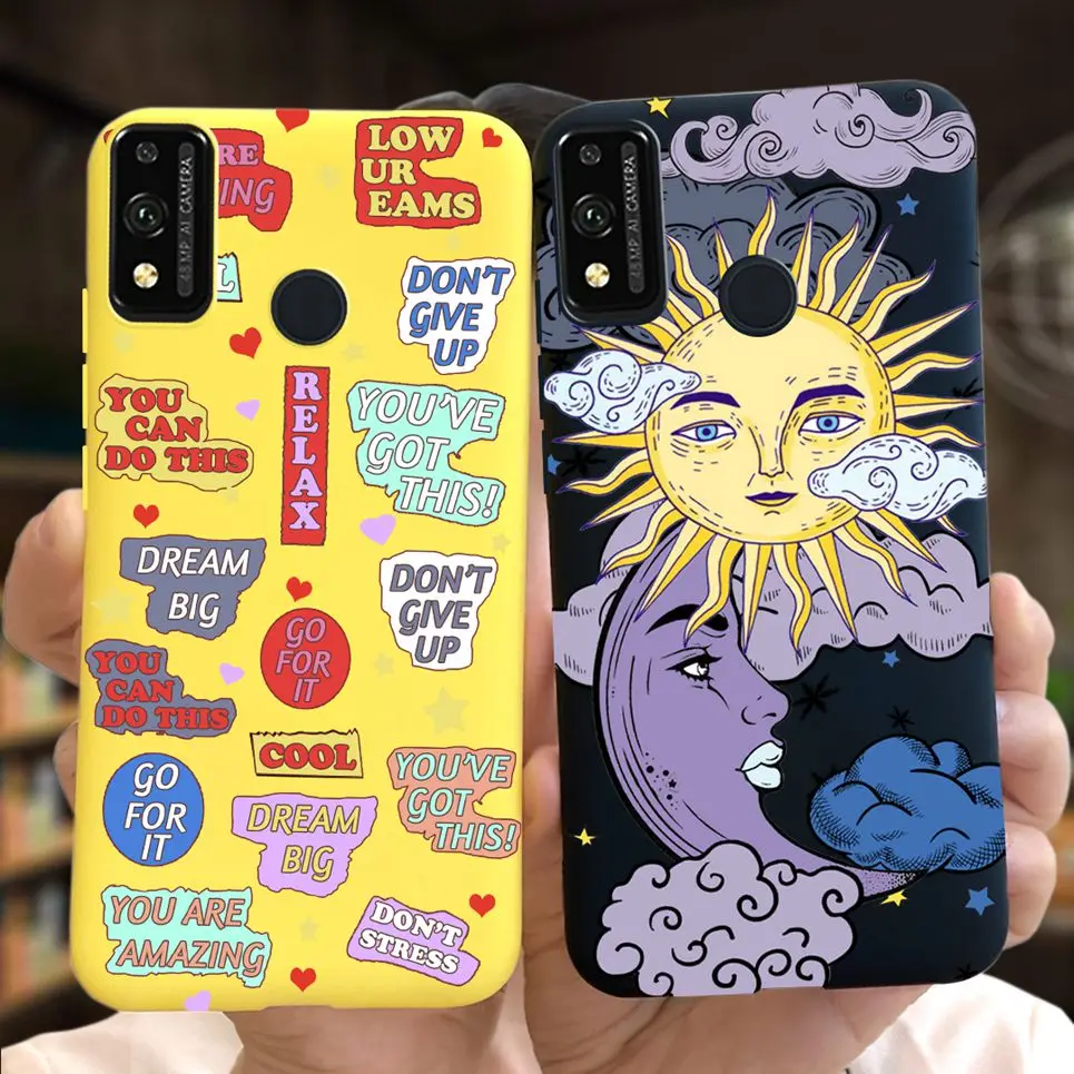 Funda de silicona líquida para Huawei Honor 9X Lite, carcasa de teléfono con dibujos animados literarios, bolsa para Honor 10x Lite 9 x 10x Lite