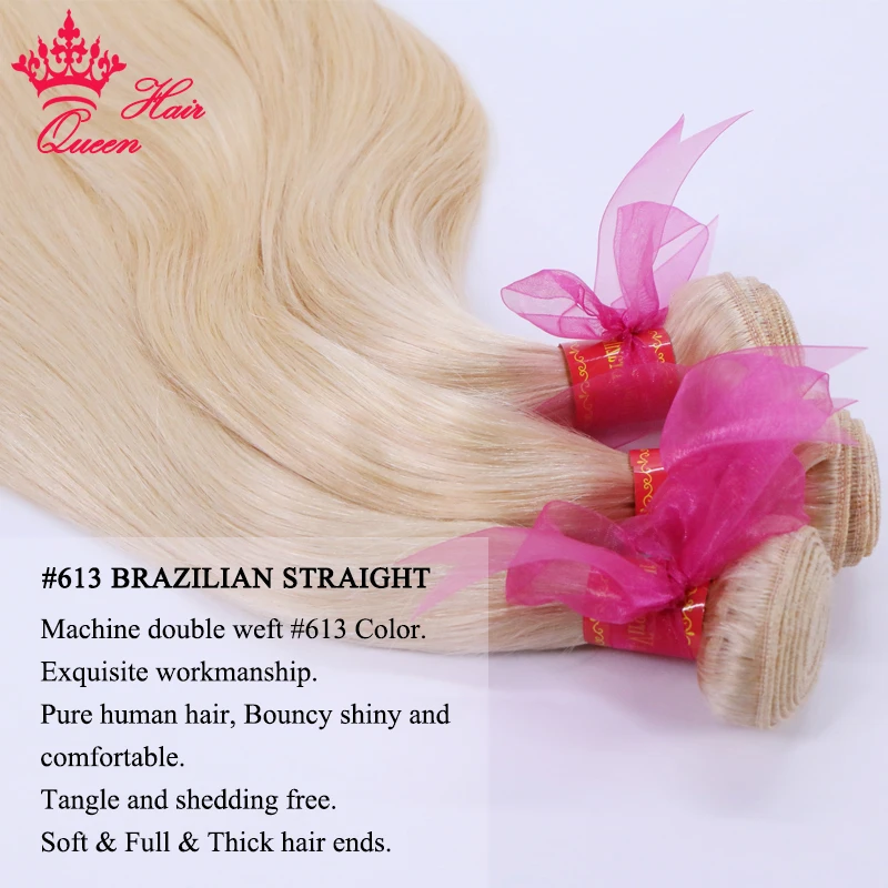 613 Honey Blonde Human Hair Straight Brazilian Hair Weave Bundles with Frontal 13x6 613 Blonde Hair Deals 3 4 Bundles Queen Hair