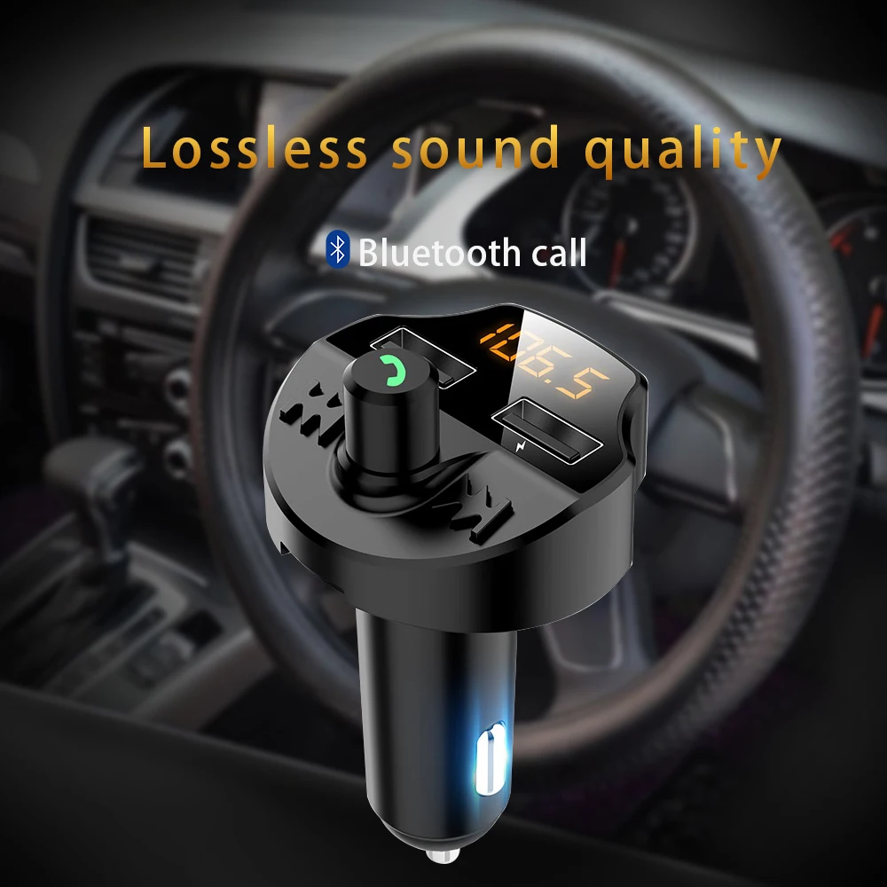 Hands-free Bluetooth Car MP3 Player FM Transmitter Dual Usb TF Card  Auto MP3 Player Fast Charging Modulator Adapter T66