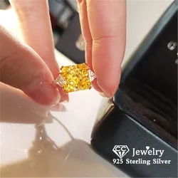 CC Rings For Women Silver Color Yellow Square Zircon Stone Luxury Wedding Engagement Ring Party Fine Jewelry CC1665