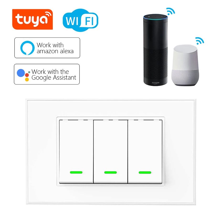 

CBE Tuya Zigbee US Smart Wall Light Switch Smart Home 1 2 3 Gang Wifi Control Rocker Switch Work with Alexa Google Home