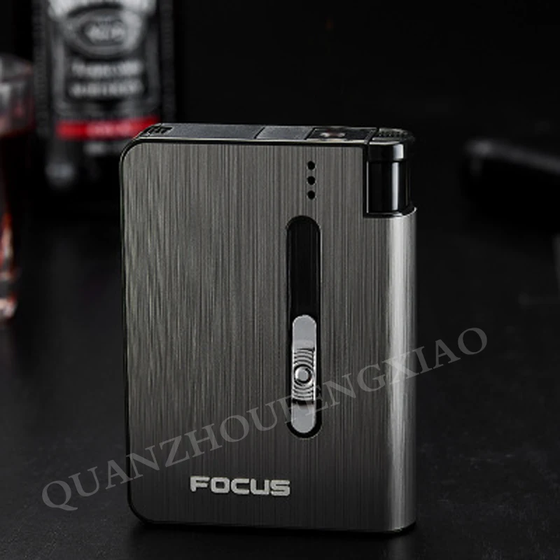 2in1 Automatic Cigarette Case Can be Installed Lighter 10pcs Cigarettes Capacity Metal Box Best Gifts Gadgets for Men