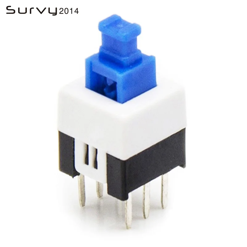 10PCS/Lot 7X7mm 7*7mm 6Pin Push Tactile Power Micro Switch Self lock On/Off button Latching switch Wholesale diy electronics