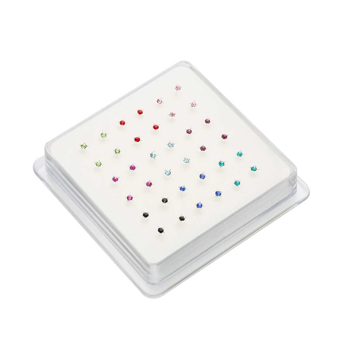 36Pcs 925 Sterling Silver Nose Piercing Jewelry Crystal Star Shape Pircing Nariz Percing Nez