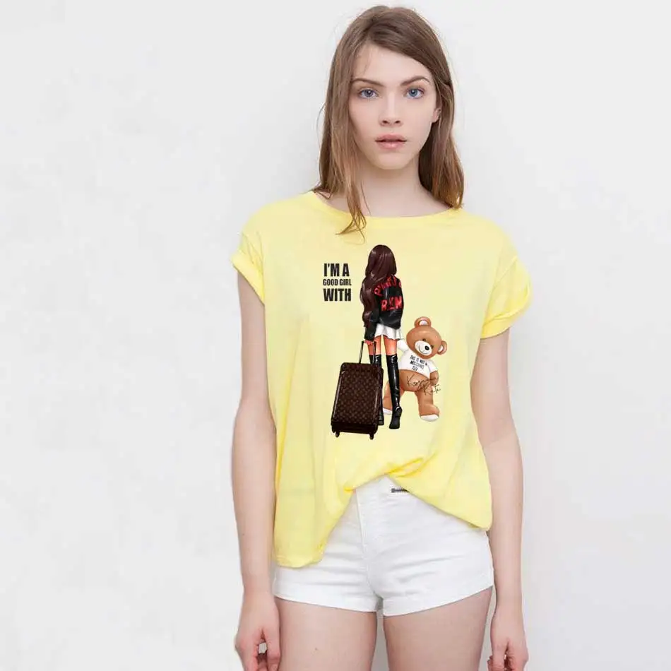 Ładna dziewczyna naprasowanka na odzież DIY a-poziom zmywalny T-Shirt termoprzylepne łatki Fashion Lady bluza z kapturem naklejka aplikacja