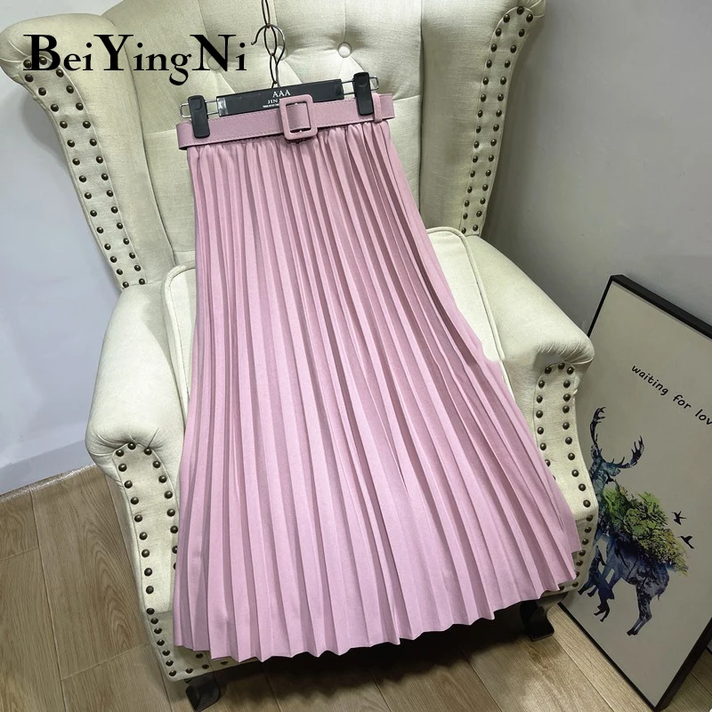 BEIYingni-女性用ハイウエストスカート,ロングプリーツスカート,カジュアルファッション,レトロスタイル,春夏コレクション2023