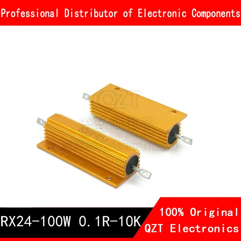 1PCS RX24-100W Aluminium Power Metal Shell Case Wirewound Resistor 0.01 ~ 30K 1 2 3 5 6 8 10 20 100 150 200 300 500 1K 10K Ohm