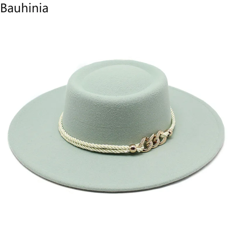 8.5CM Wide Brim Felt Fedora Hat Women Men Wool Derby Top Hats Gentleman Elegant Lady Panama Jazz Hat Formal Wedding Hat