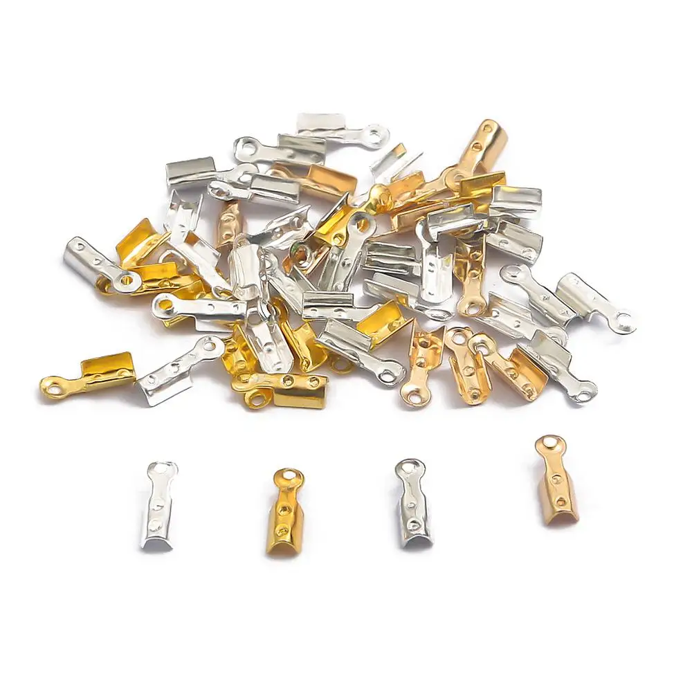 50pcs/lot 8x3mm Iron Clip-on leather Rope Chain Closure Chain End Clasps Cup For Jewelry Necklace Bracelet Connector Accessories
