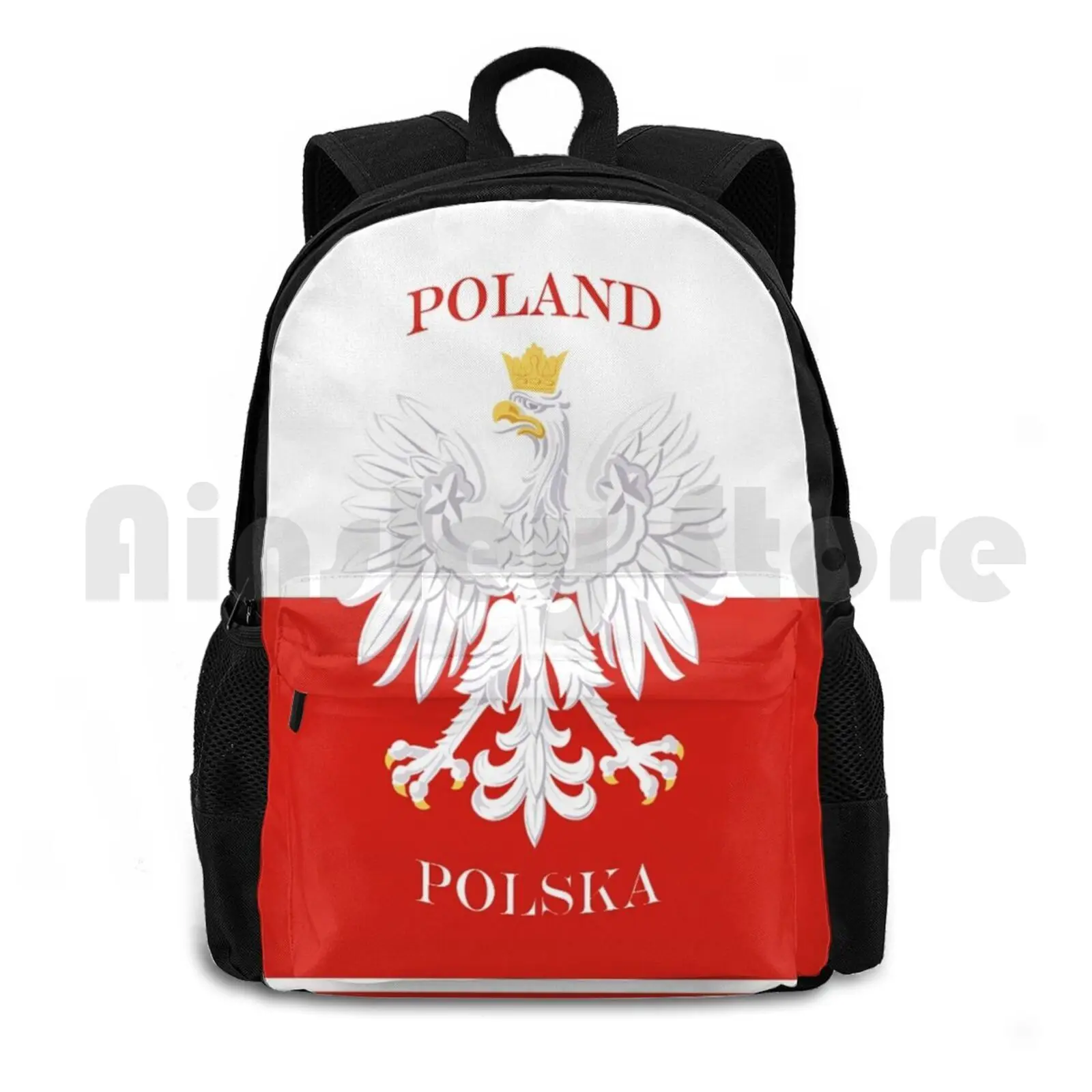 Retro Polish Polska Flag Outdoor Hiking Backpack Waterproof Camping Travel Polish Poland Polska Polski Flag Retro Vintage