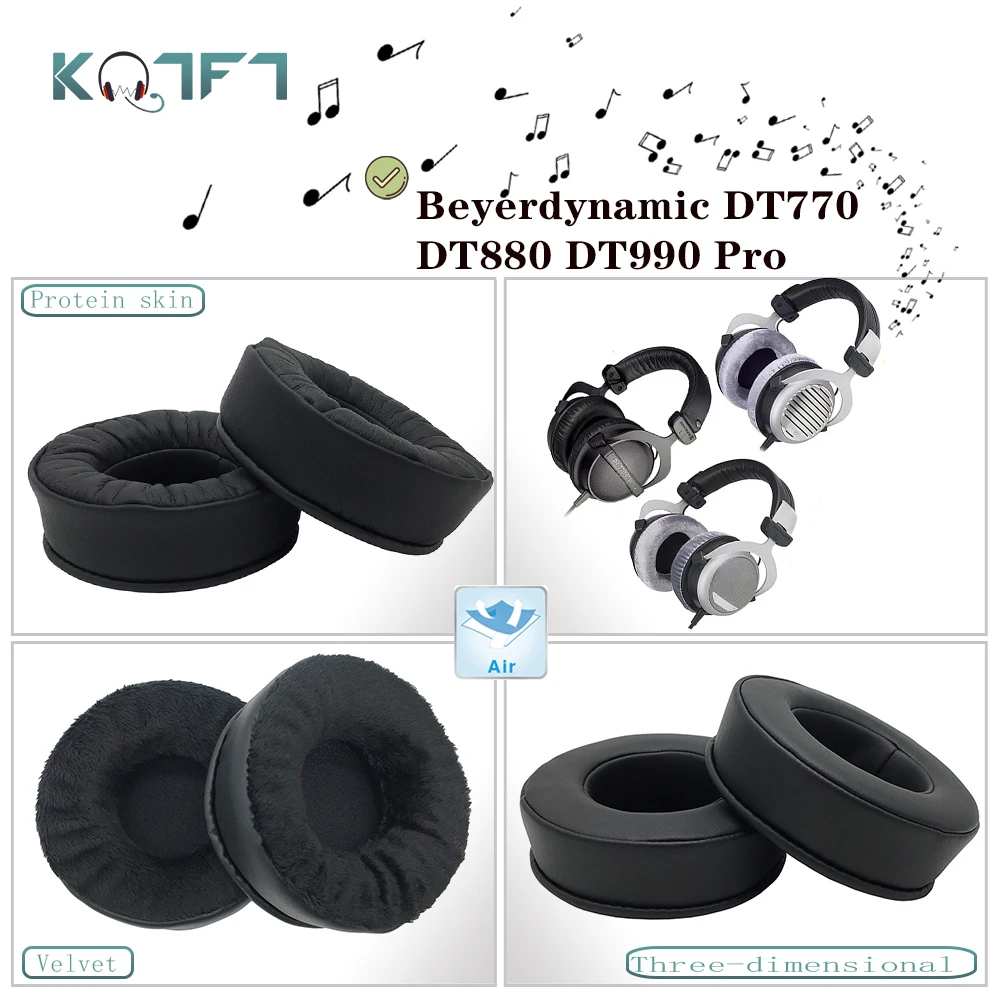 

KQTFT Protein skin Velvet Replacement EarPads for Beyerdynamic DT770 DT880 DT990 Pro Ear Pads Parts Earmuff Cover Cushion Cups