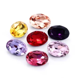 XIAOPU Oval Jewelry Accessories Colorful Violet Light Siam Piontback Loose Rhinestones K9 Glass Strass Crystal Glue on Clothes