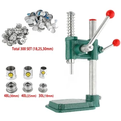 Button Maker Handmade Fabric Covered Button Machine Button Mould Dies Hand Press DIY Tool with 3 Molds 300pcs Buttons