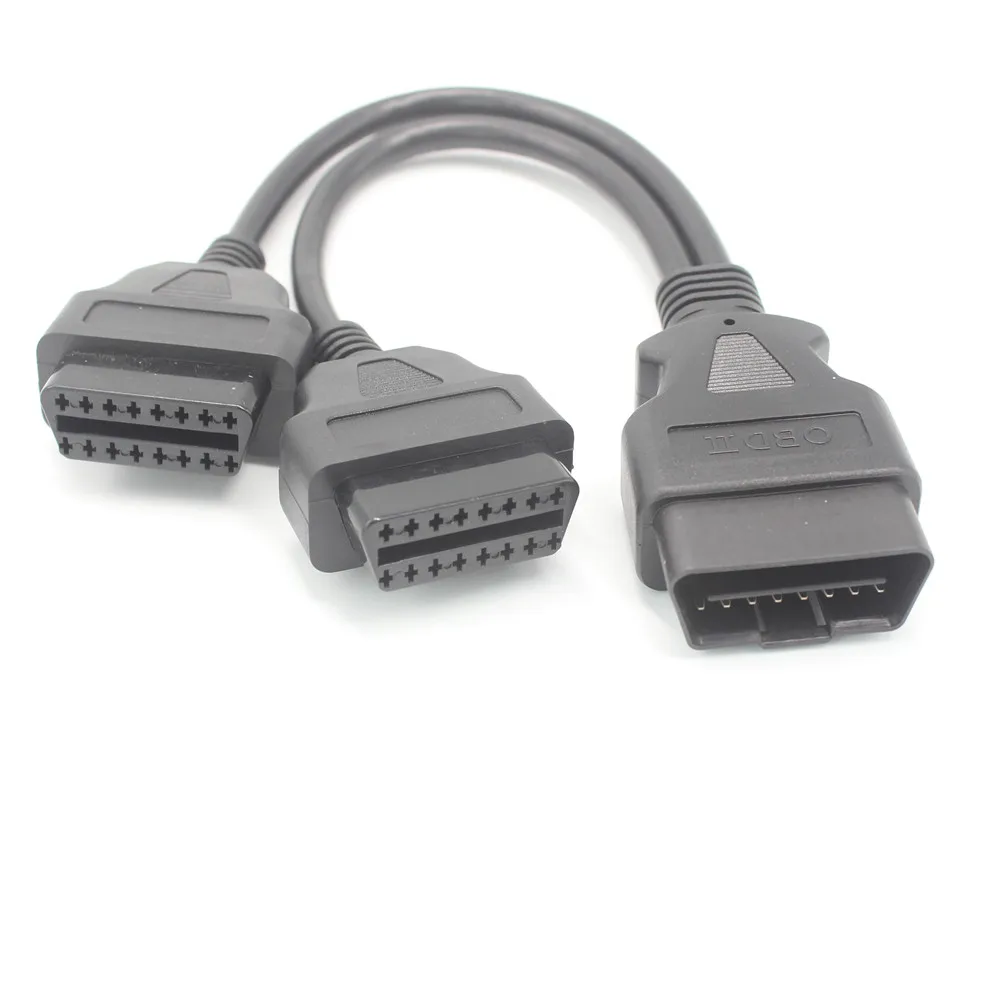 

Car diagnostic 30CM OBD2 16 Pin Cable Extension Splitter Male to Dual Female Y OBD 16Pin Cable 1-2 OBD Connector adapter