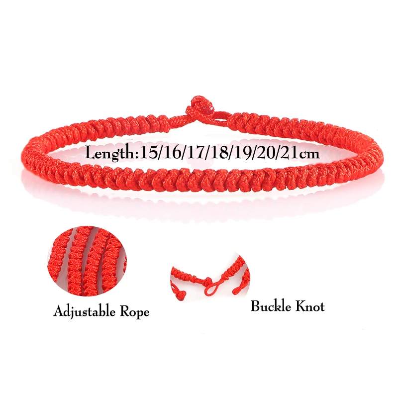Handmade Red String Rope Bracelet Tibetan Buddhist Braided  Thread Bracelet For Women Men Lucky Charm Jewelry Couple Lovers Gift