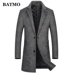 BATMO 2023 new arrival autumn&winter wool trench coat men,men's plaid wool coat,Overcoat M-5XL 2975