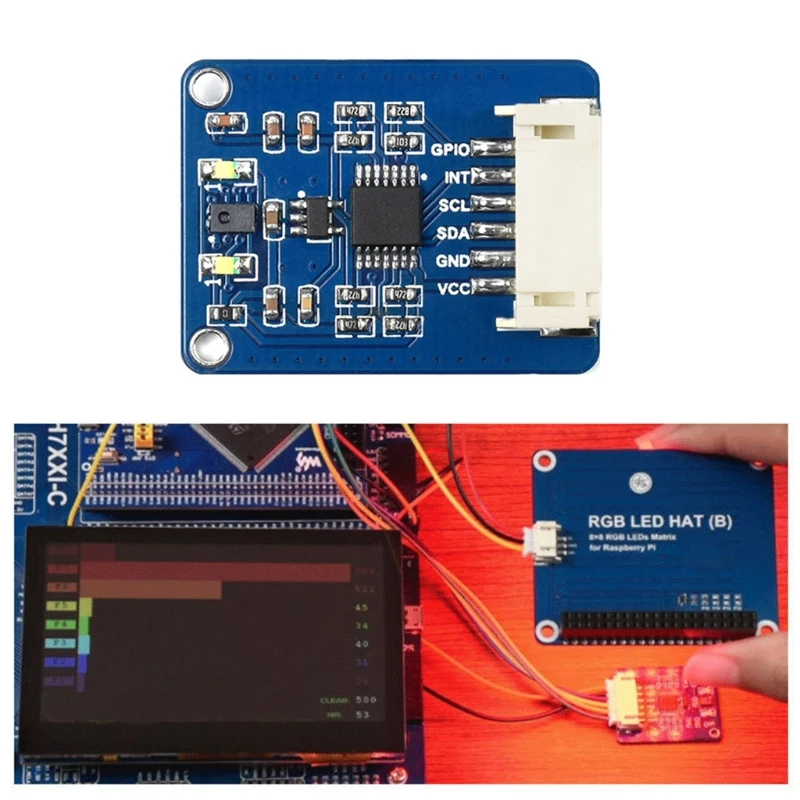 20CB Color Temperature Measurement AS7341 Spectral Color Sensor Visible Spectrum Sensor Multi Channels High Precision I2C Bus